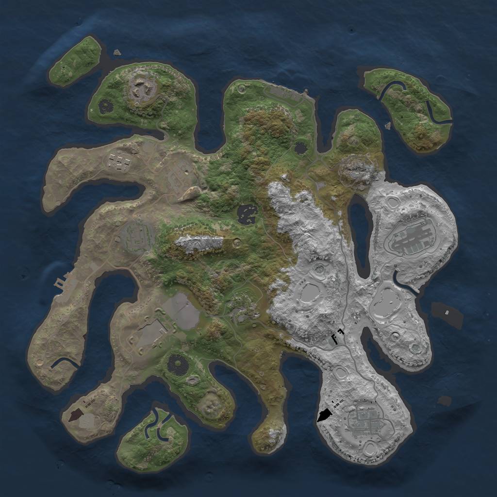 Rust Map: Procedural Map, Size: 3500, Seed: 1492292826, 17 Monuments