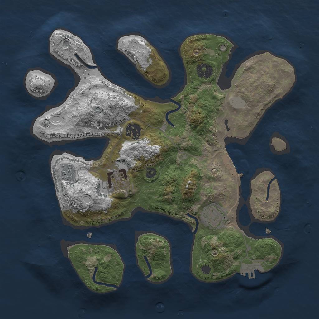 Rust Map: Procedural Map, Size: 3000, Seed: 1993053490, 11 Monuments