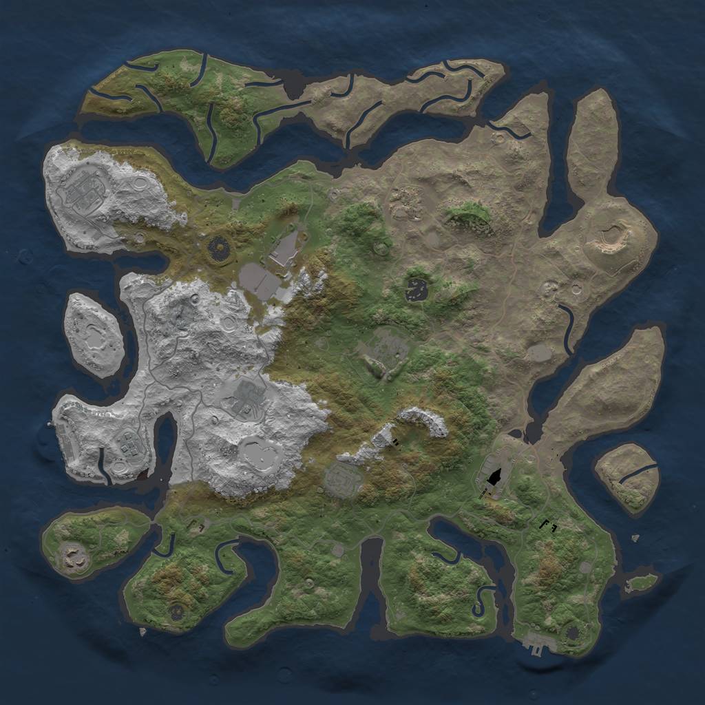 Rust Map: Procedural Map, Size: 4500, Seed: 32921, 19 Monuments