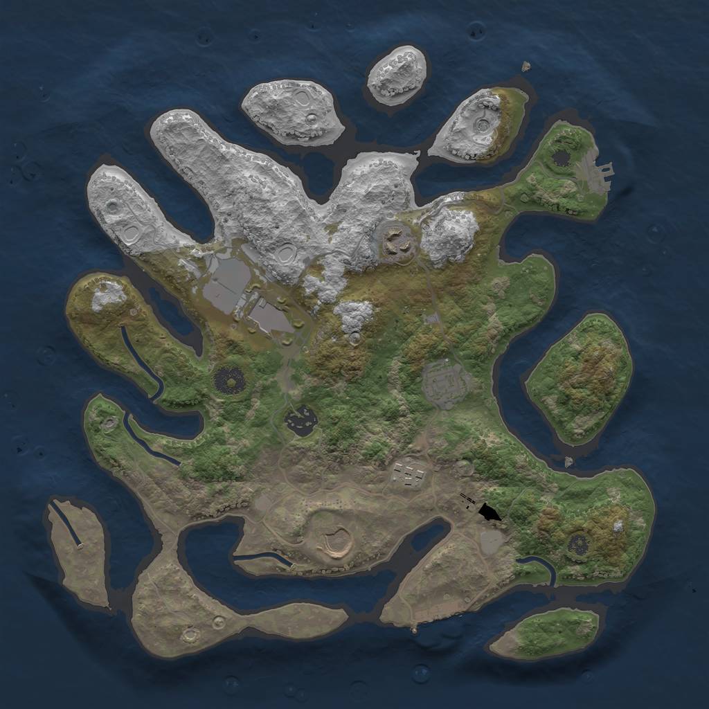 Rust Map: Procedural Map, Size: 3500, Seed: 205901517, 14 Monuments
