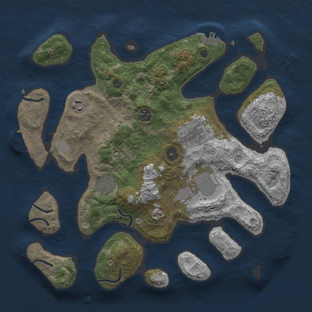 Rust Map: Procedural Map, Size: 3500, Seed: 145155, 13 Monuments