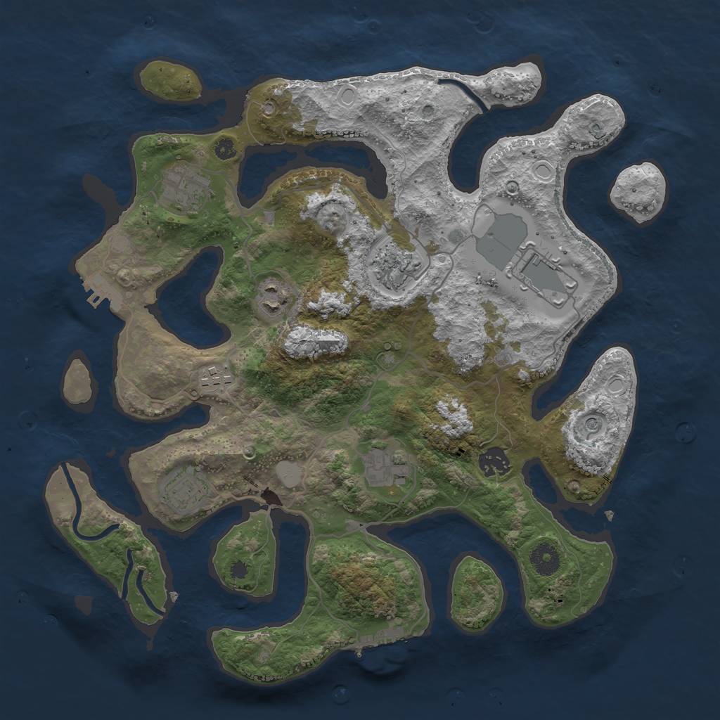 Rust Map: Procedural Map, Size: 3550, Seed: 835372, 16 Monuments