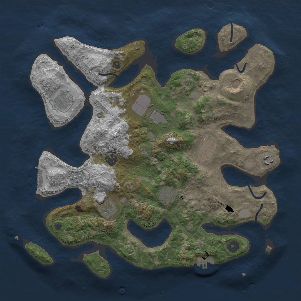 Rust Map: Procedural Map, Size: 3850, Seed: 448210800, 17 Monuments