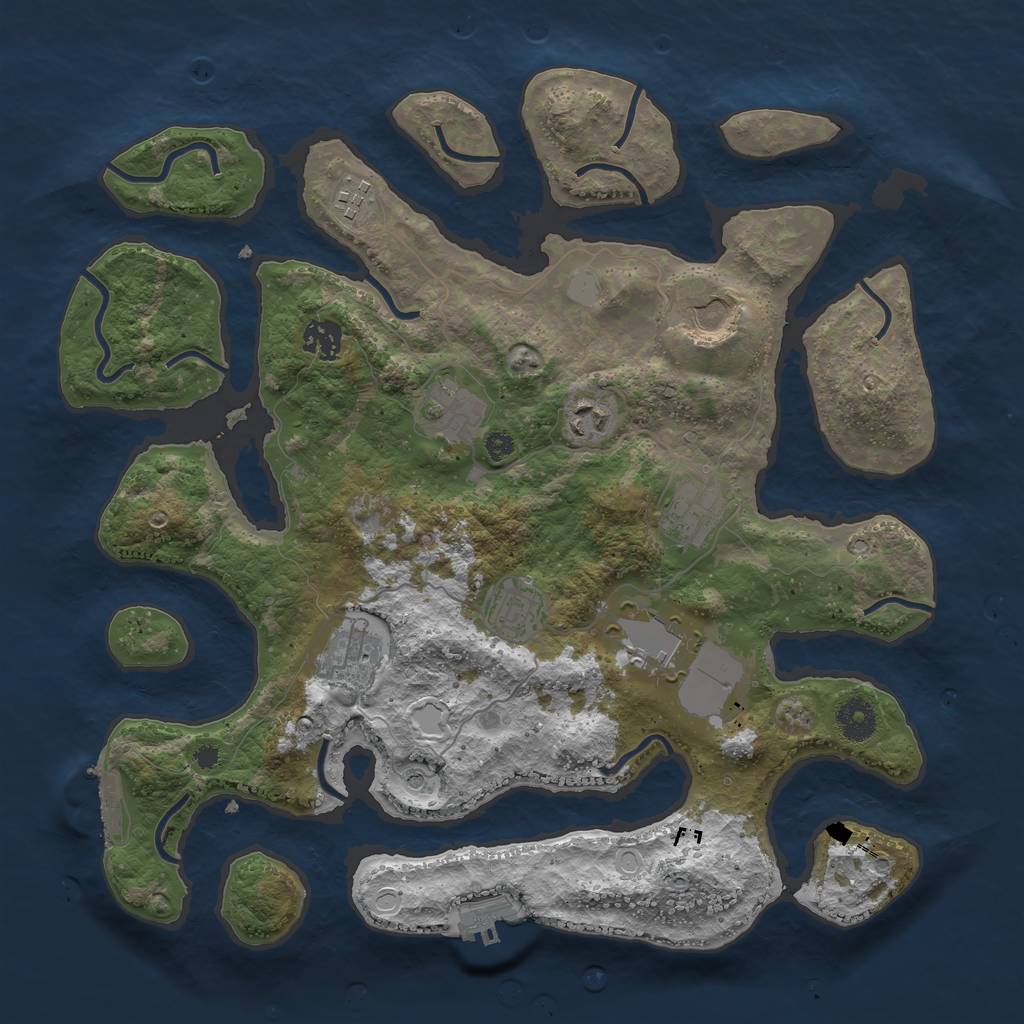 Rust Map: Procedural Map, Size: 3750, Seed: 1553269628, 17 Monuments