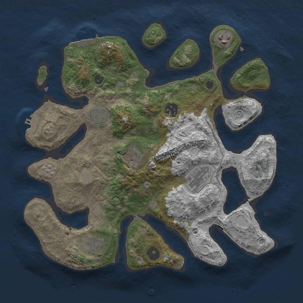 Rust Map: Procedural Map, Size: 3450, Seed: 327654, 15 Monuments