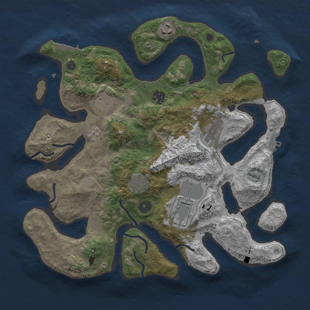 Rust Map: Procedural Map, Size: 3650, Seed: 327654, 15 Monuments
