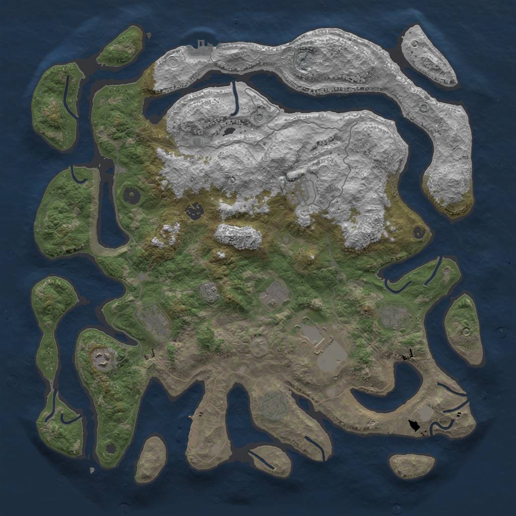 Rust Map: Procedural Map, Size: 4500, Seed: 1953766881, 17 Monuments