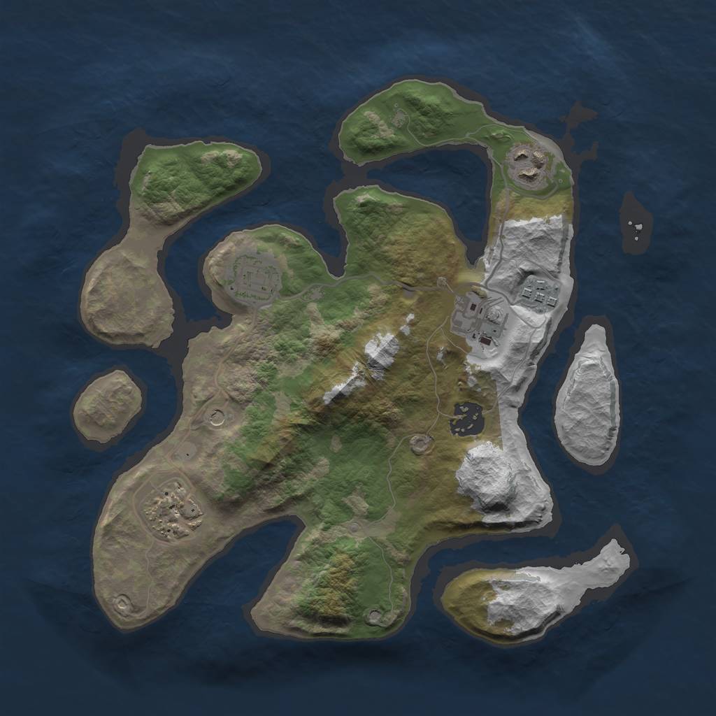 Rust Map: Barren, Size: 3000, Seed: 522, 9 Monuments