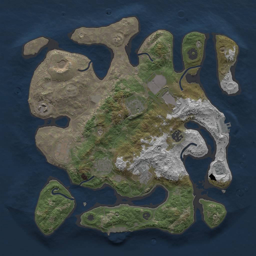 Rust Map: Procedural Map, Size: 3500, Seed: 1245971910, 17 Monuments