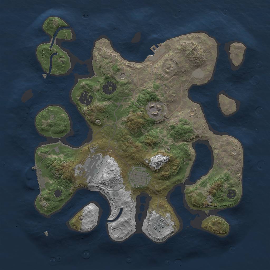 Rust Map: Procedural Map, Size: 3000, Seed: 691857, 13 Monuments