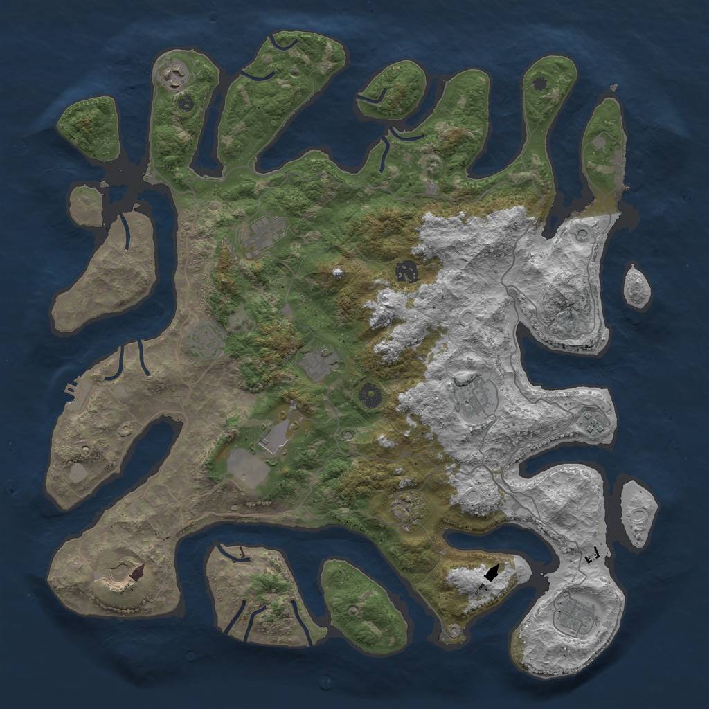 Rust Map: Procedural Map, Size: 4500, Seed: 606659505, 19 Monuments
