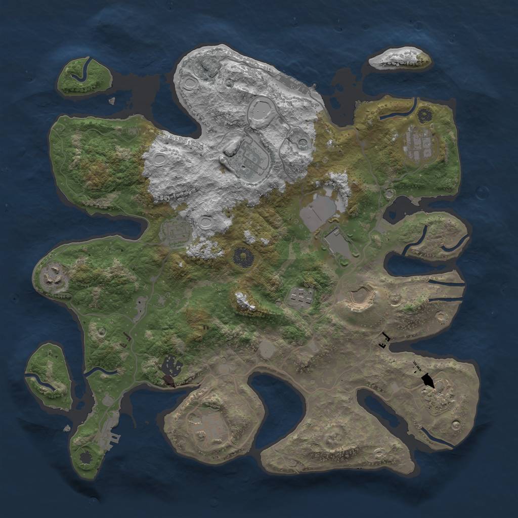 Rust Map: Procedural Map, Size: 3700, Seed: 8197, 18 Monuments