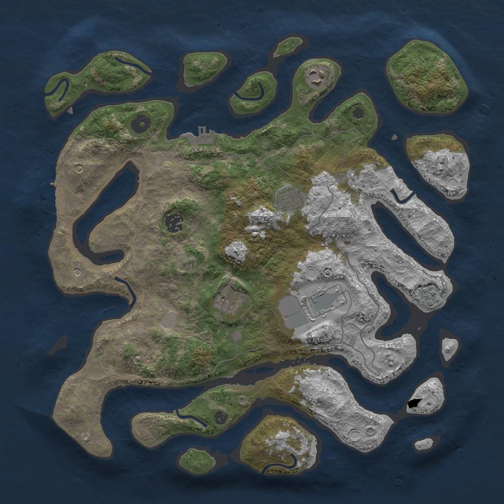 Rust Map: Procedural Map, Size: 4000, Seed: 1201, 14 Monuments