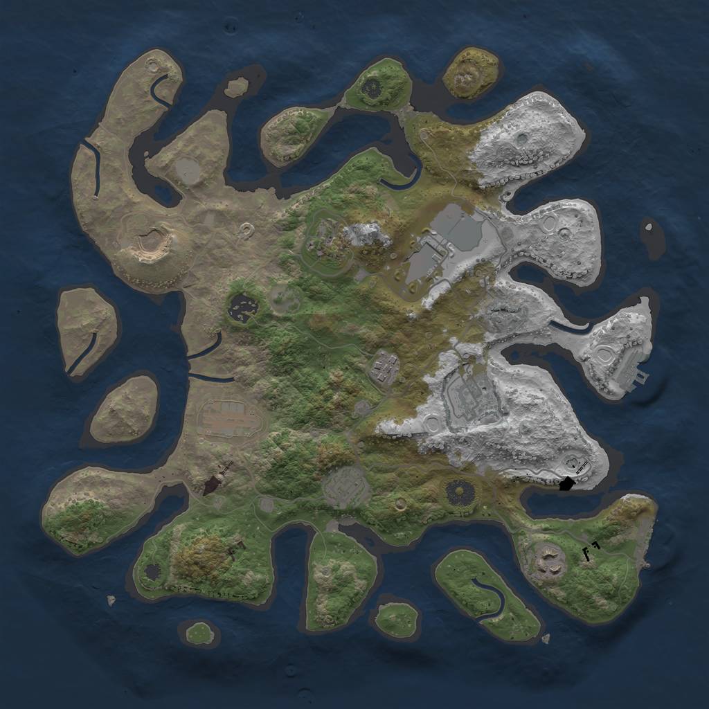 Rust Map: Procedural Map, Size: 3750, Seed: 1113744009, 17 Monuments