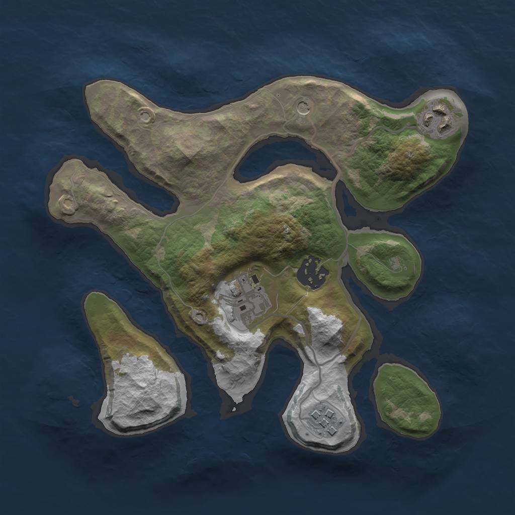 Rust Map: Barren, Size: 2500, Seed: 199, 7 Monuments