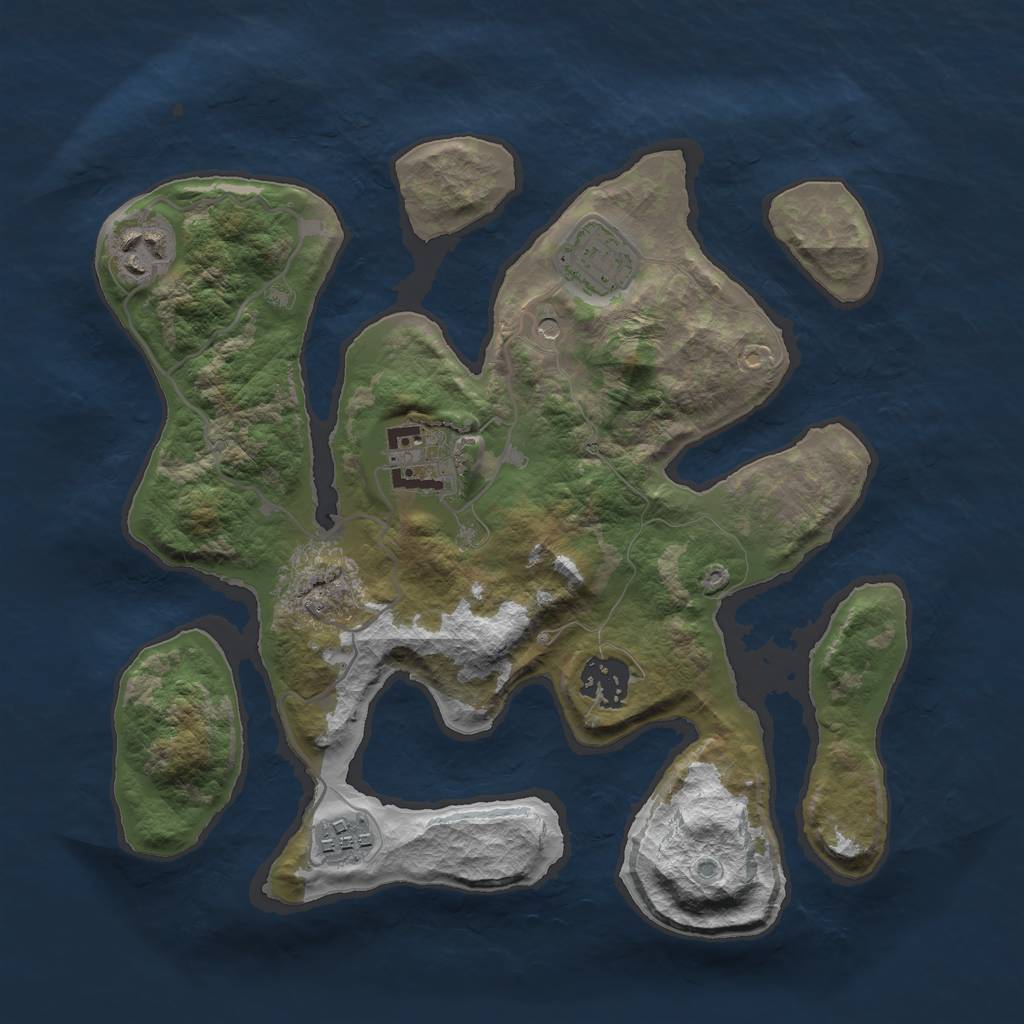 Rust Map: Barren, Size: 3000, Seed: 812988, 8 Monuments