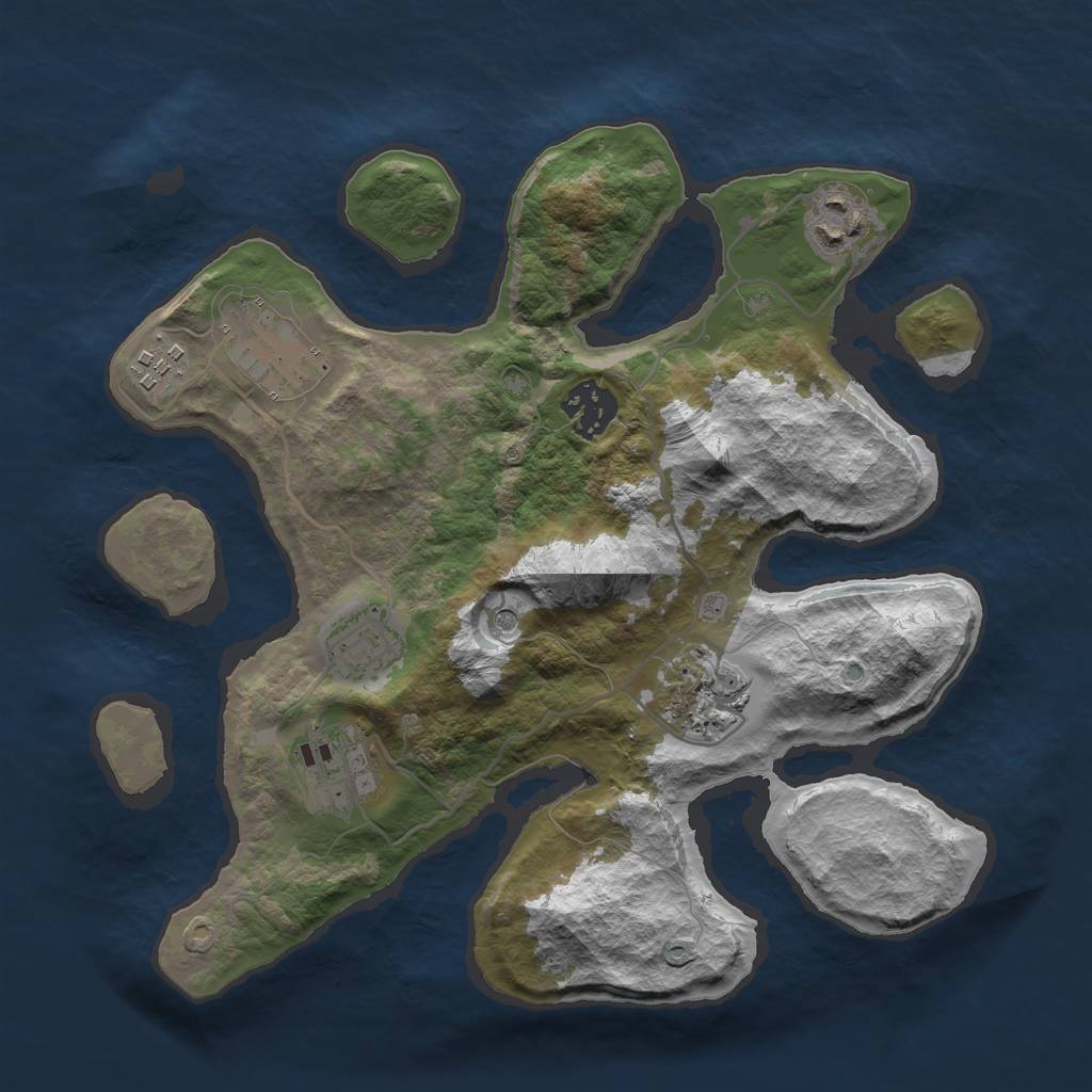 Rust Map: Barren, Size: 3000, Seed: 613233, 10 Monuments