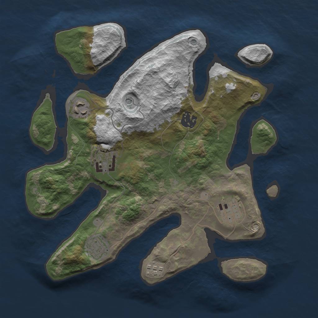 Rust Map: Barren, Size: 3000, Seed: 615960, 9 Monuments