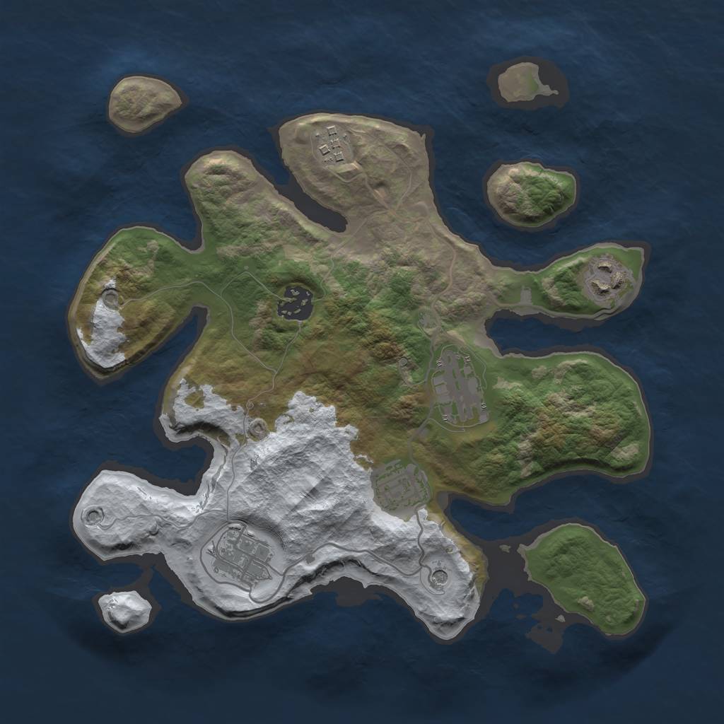 Rust Map: Barren, Size: 3000, Seed: 489830, 9 Monuments