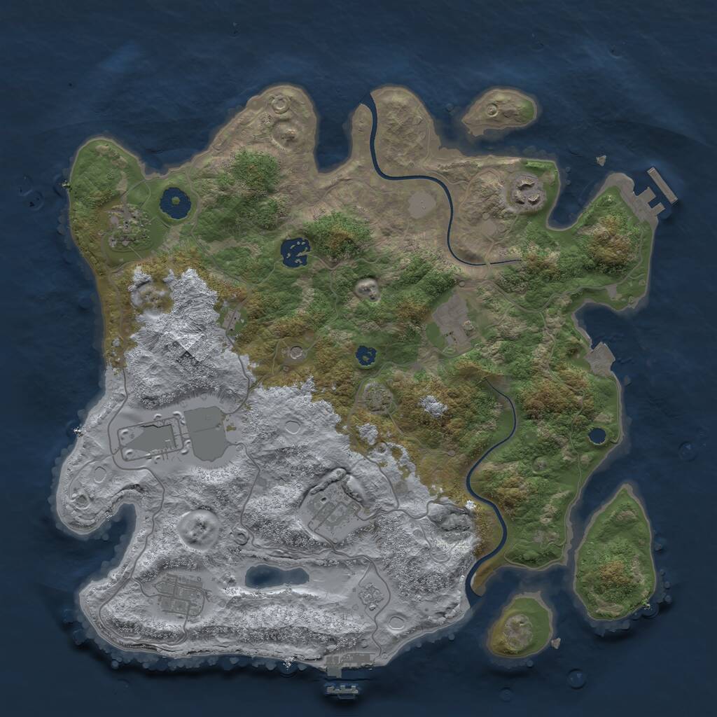Rust Map: Procedural Map, Size: 3550, Seed: 878232, 13 Monuments