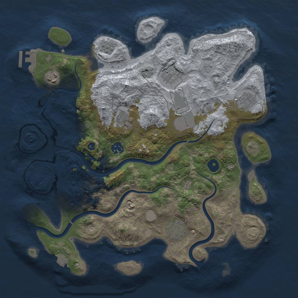 Rust Map: Procedural Map, Size: 3700, Seed: 741485969, 13 Monuments