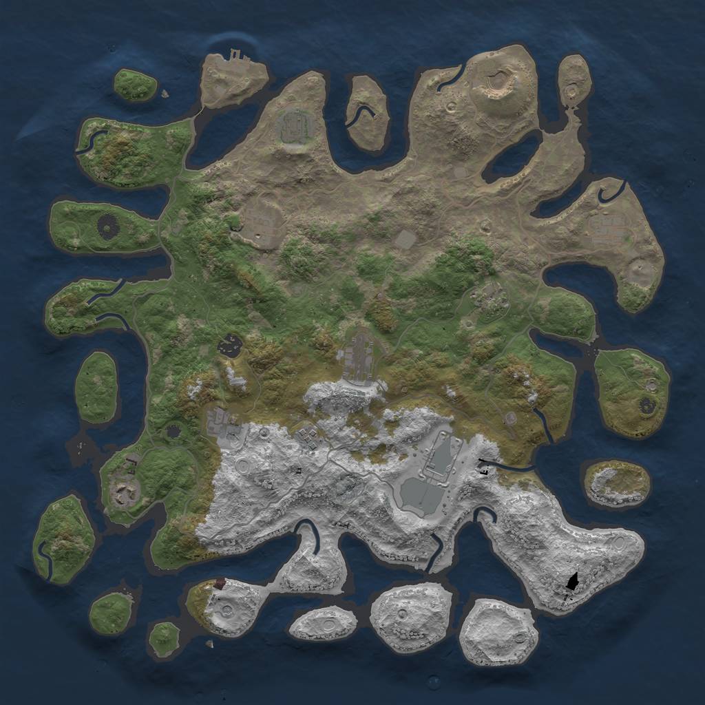 Rust Map: Procedural Map, Size: 4500, Seed: 27175, 18 Monuments