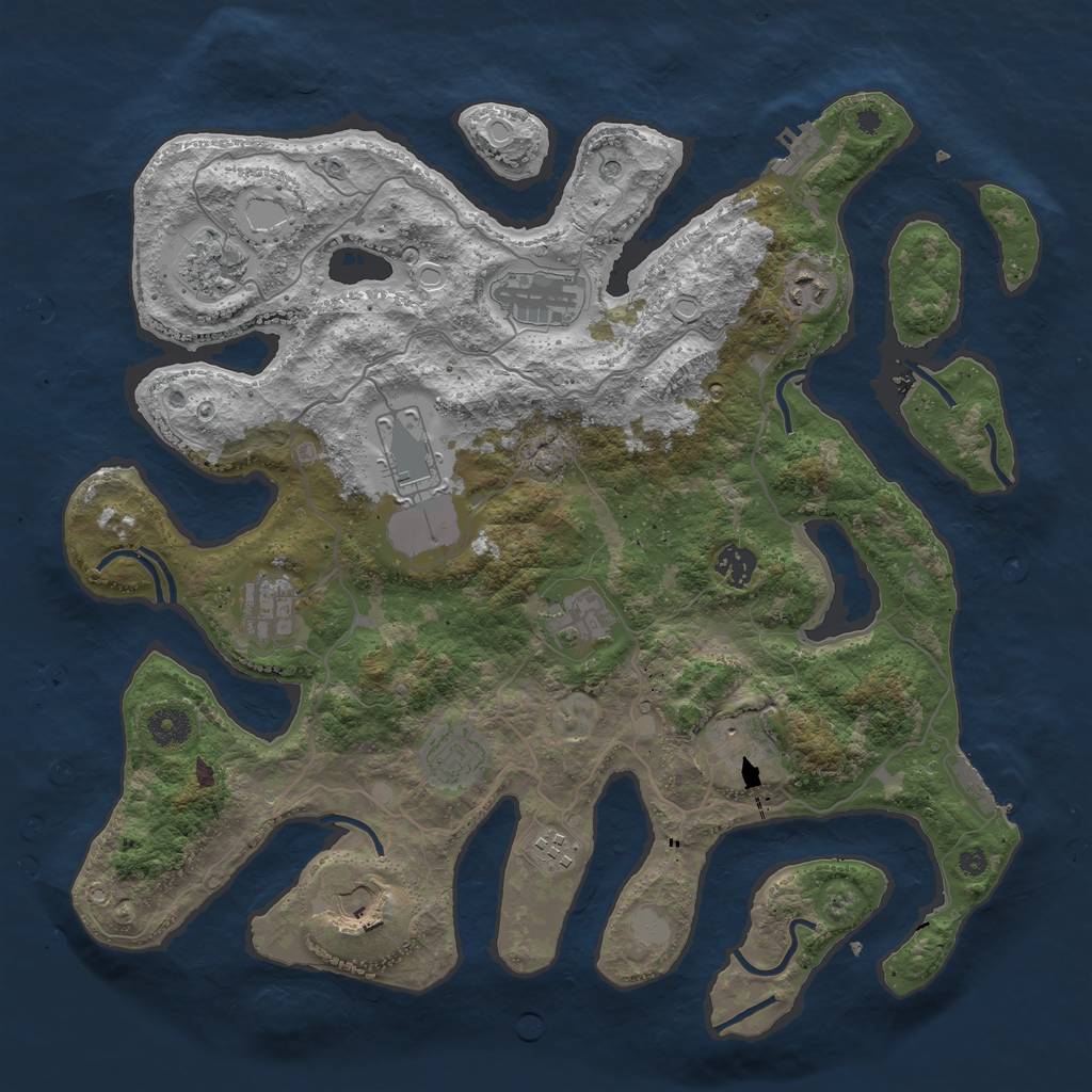 Rust Map: Procedural Map, Size: 4000, Seed: 1054964254, 19 Monuments