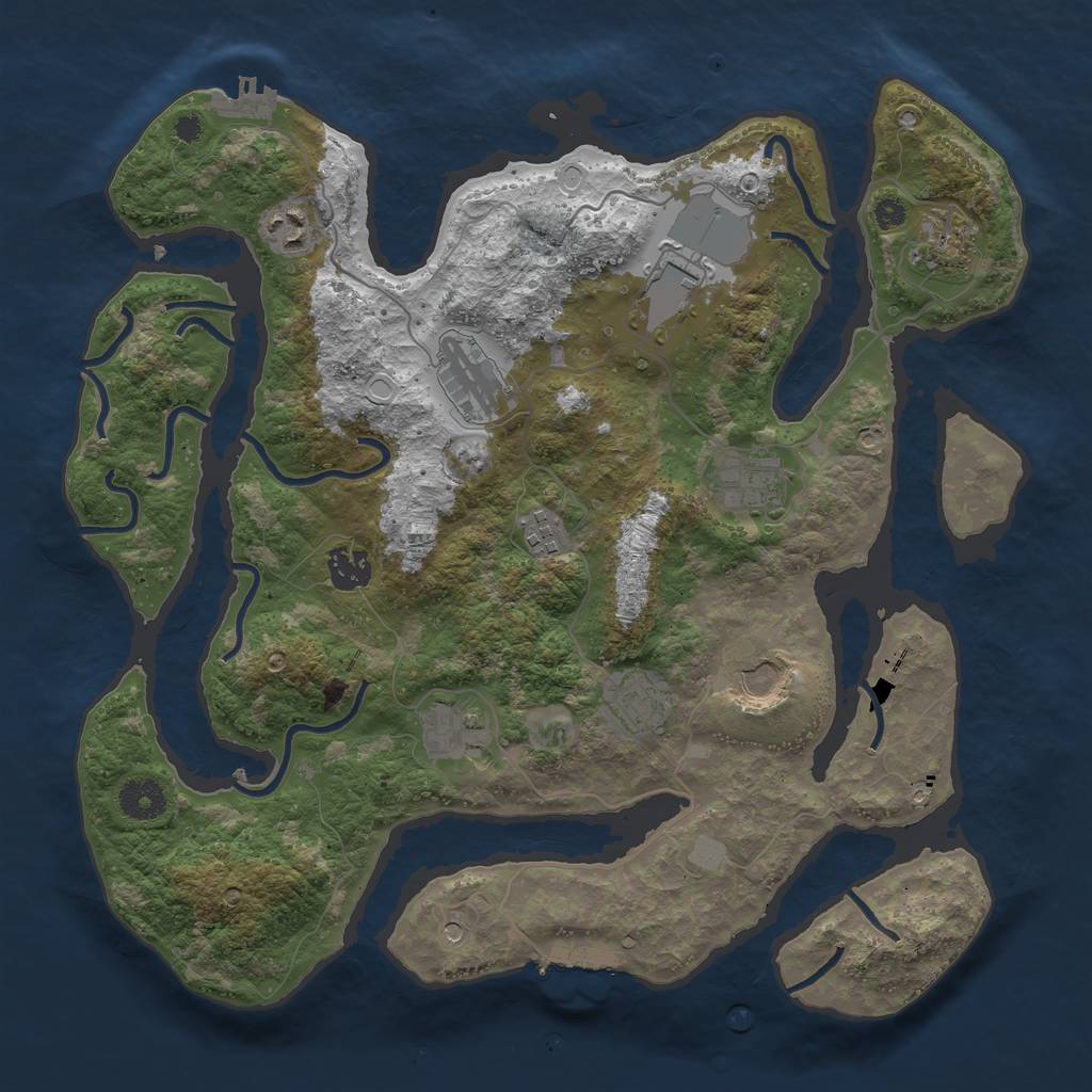 Rust Map: Procedural Map, Size: 3700, Seed: 600662821, 18 Monuments