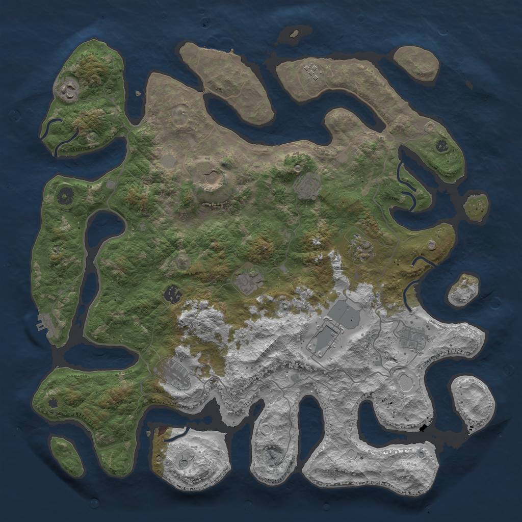 Rust Map: Procedural Map, Size: 4500, Seed: 1245678, 18 Monuments