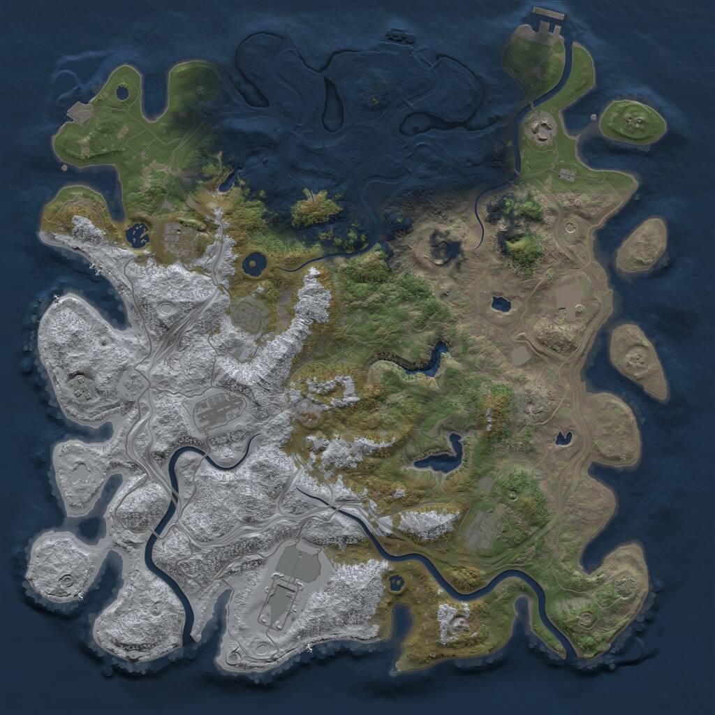 Rust Map: Procedural Map, Size: 4500, Seed: 510421990, 16 Monuments