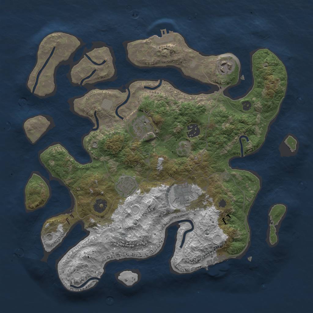 Rust Map: Procedural Map, Size: 3400, Seed: 188, 12 Monuments