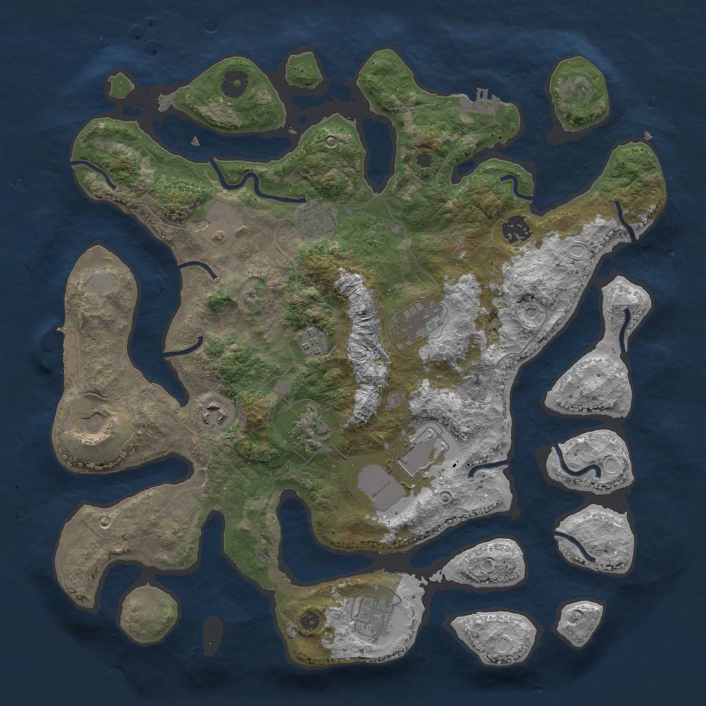 Rust Map: Procedural Map, Size: 3900, Seed: 213900007, 18 Monuments