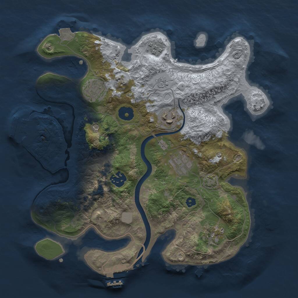 Rust Map: Procedural Map, Size: 3000, Seed: 654465, 12 Monuments