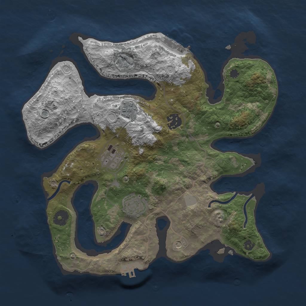 Rust Map: Procedural Map, Size: 3000, Seed: 283104989, 12 Monuments