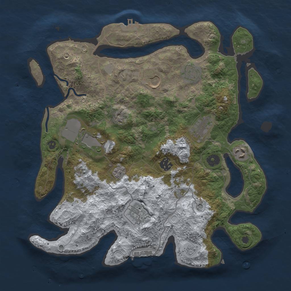 Rust Map: Procedural Map, Size: 3500, Seed: 1306484855, 17 Monuments