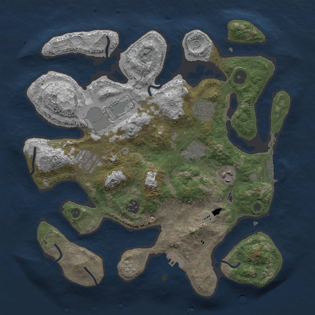Rust Map: Procedural Map, Size: 3550, Seed: 390337, 15 Monuments