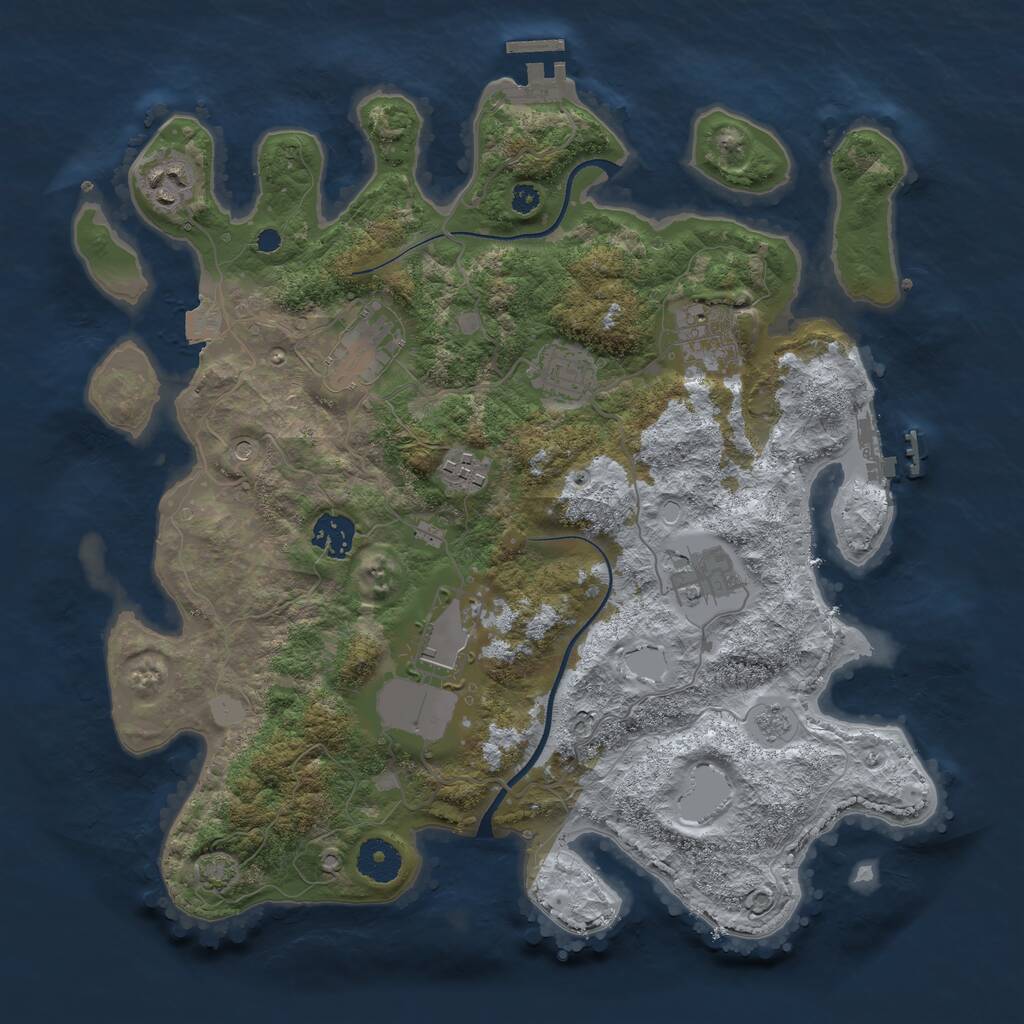 Rust Map: Procedural Map, Size: 3550, Seed: 521647, 14 Monuments