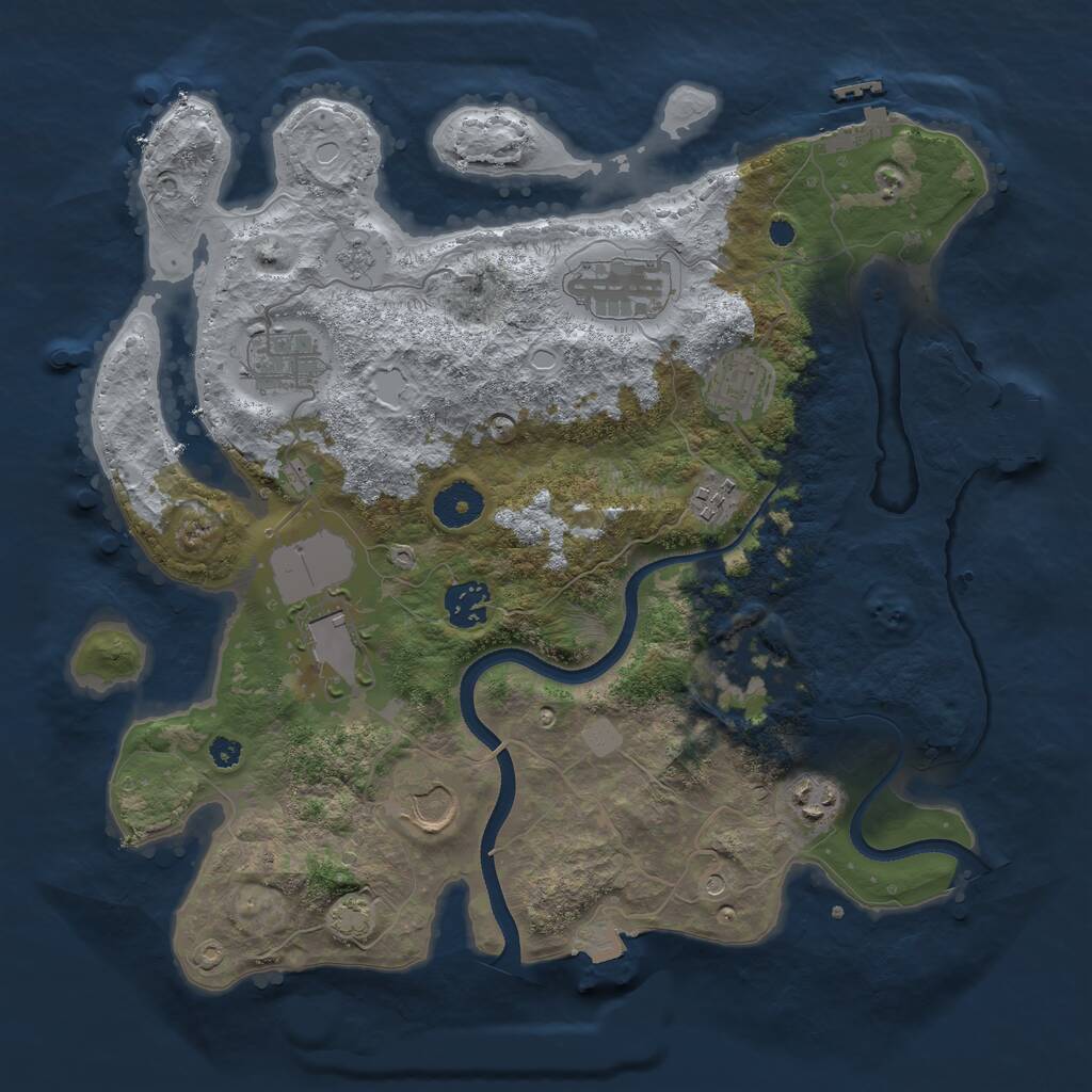 Rust Map: Procedural Map, Size: 3500, Seed: 26785, 15 Monuments