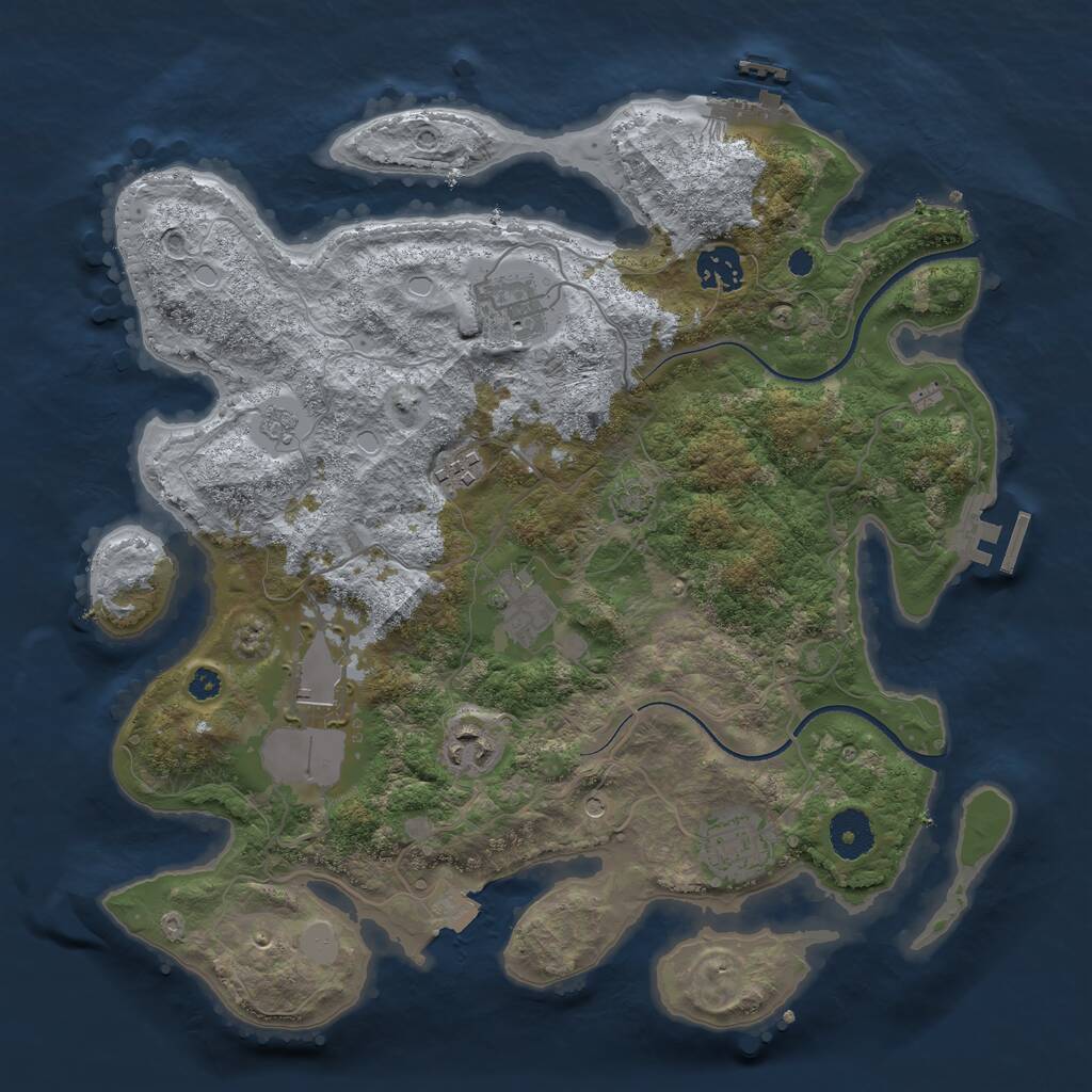 Rust Map: Procedural Map, Size: 3500, Seed: 3566732, 13 Monuments