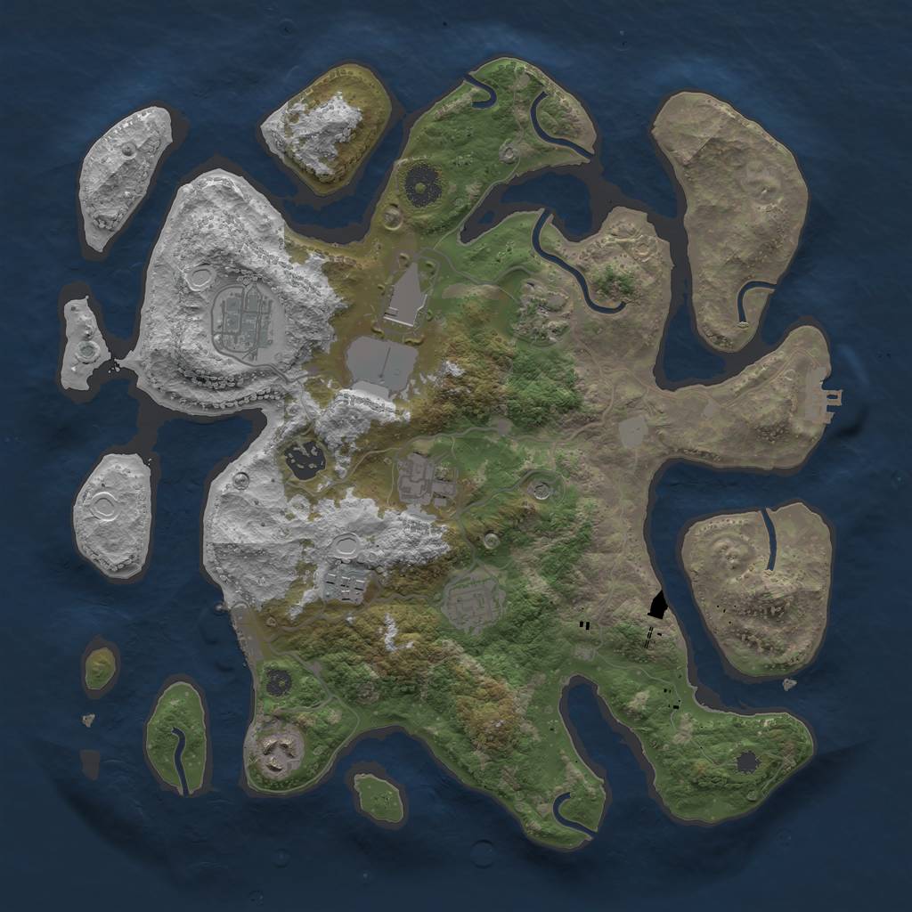 Rust Map: Procedural Map, Size: 3500, Seed: 303037, 16 Monuments