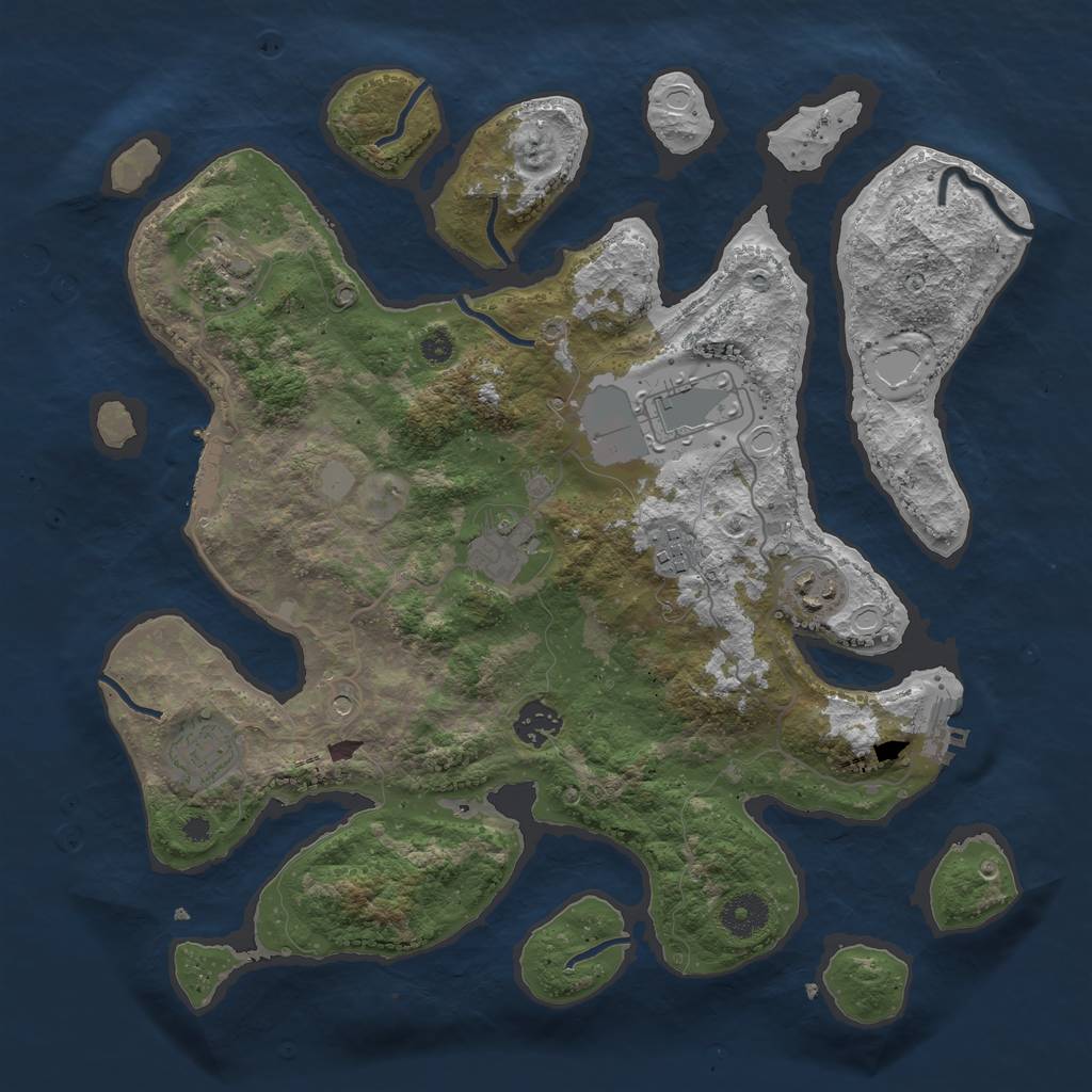 Rust Map: Procedural Map, Size: 3650, Seed: 1972836592, 15 Monuments