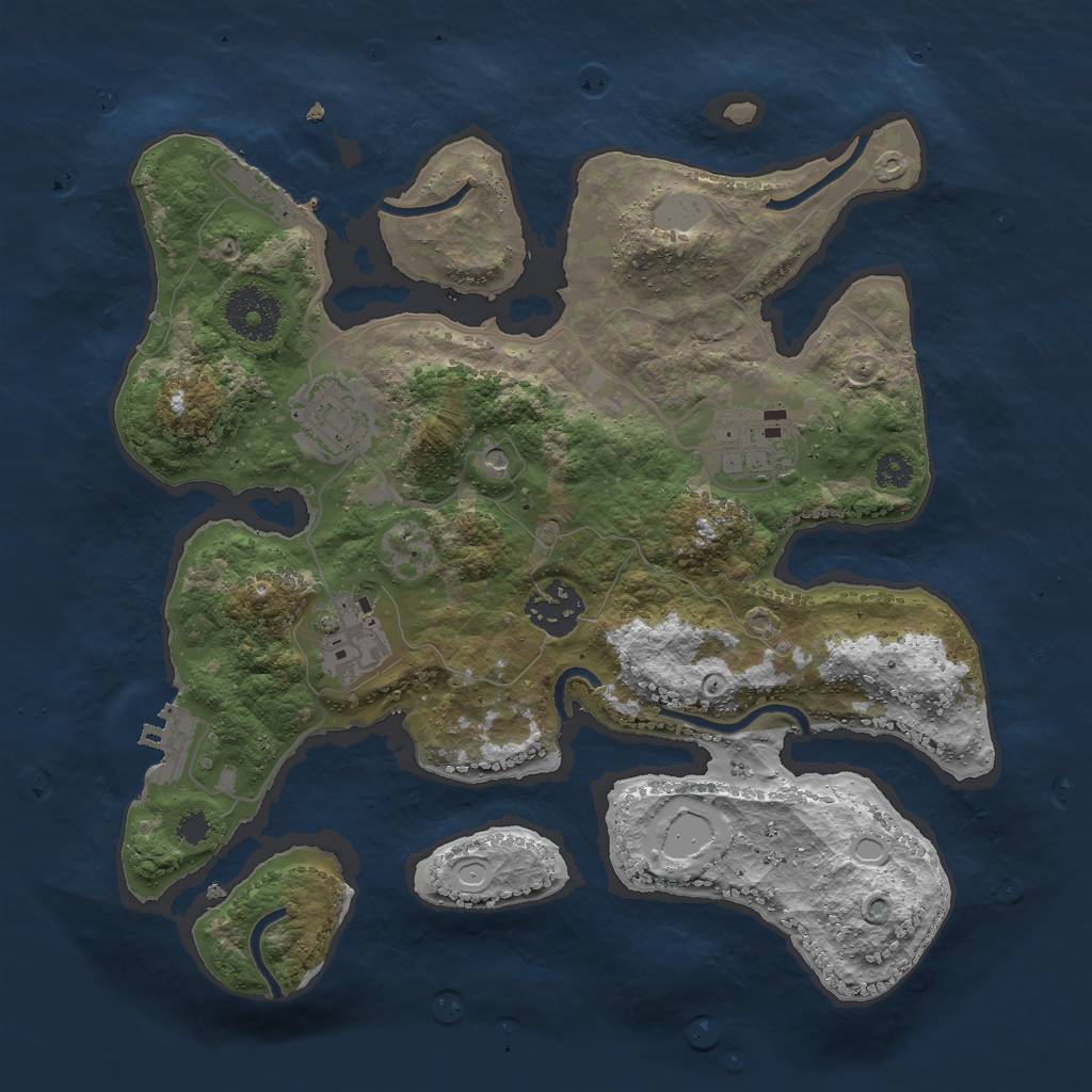 Rust Map: Procedural Map, Size: 3000, Seed: 1539590049, 12 Monuments