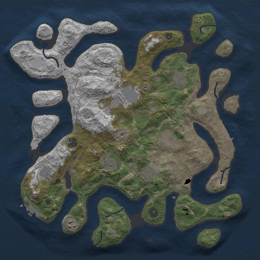 Rust Map: Procedural Map, Size: 4000, Seed: 936930111, 17 Monuments