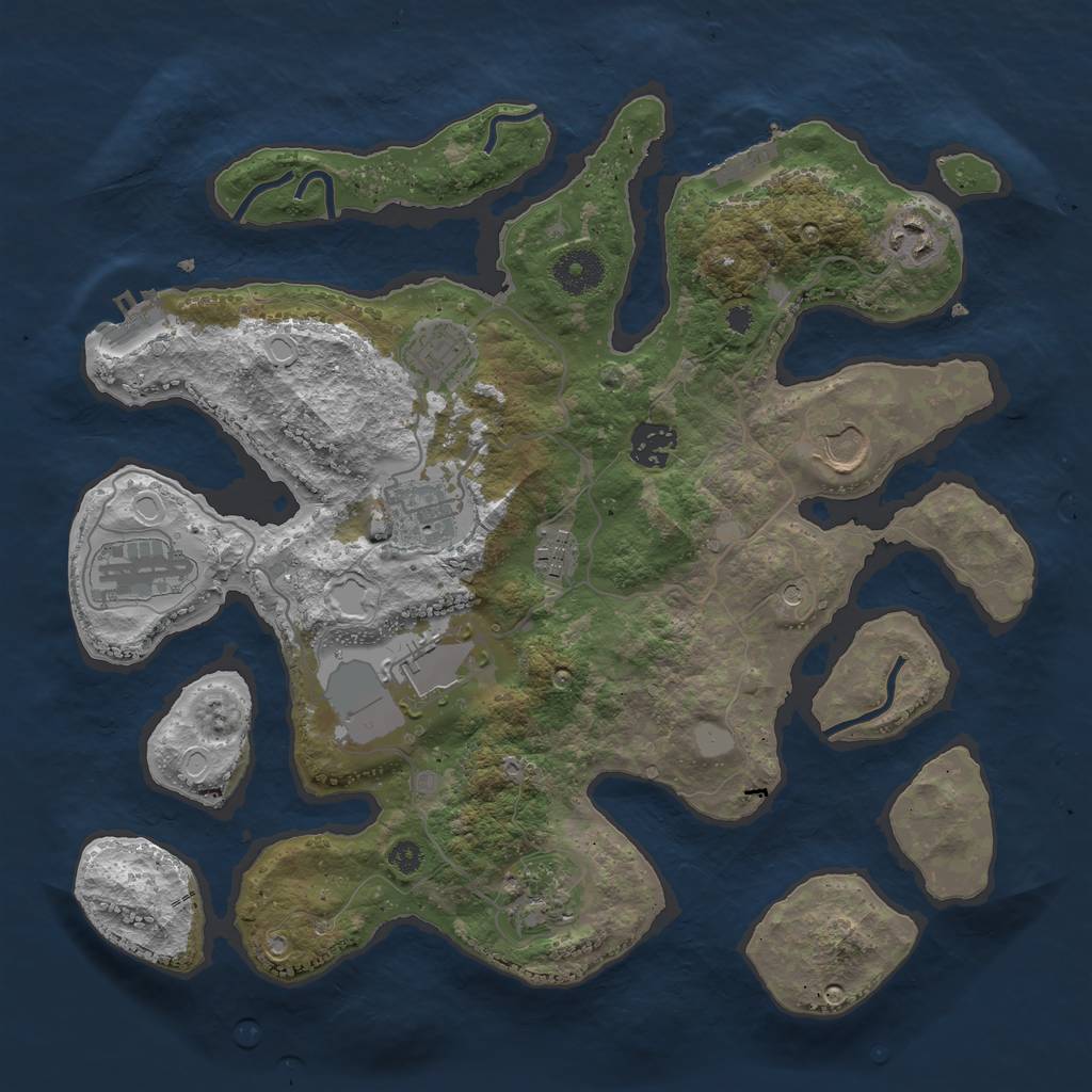 Rust Map: Procedural Map, Size: 3500, Seed: 1863845471, 17 Monuments