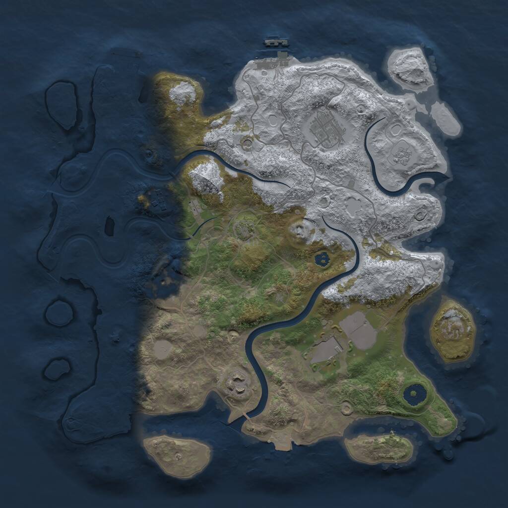 Rust Map: Procedural Map, Size: 3500, Seed: 2104649800, 11 Monuments