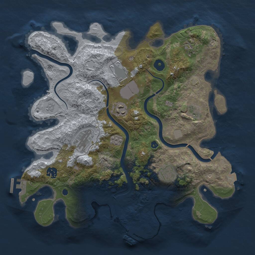 Rust Map: Procedural Map, Size: 3500, Seed: 1872650891, 14 Monuments