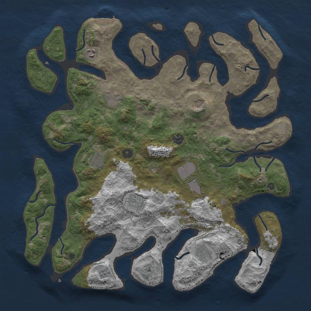 Rust Map: Procedural Map, Size: 4500, Seed: 1546457761, 16 Monuments