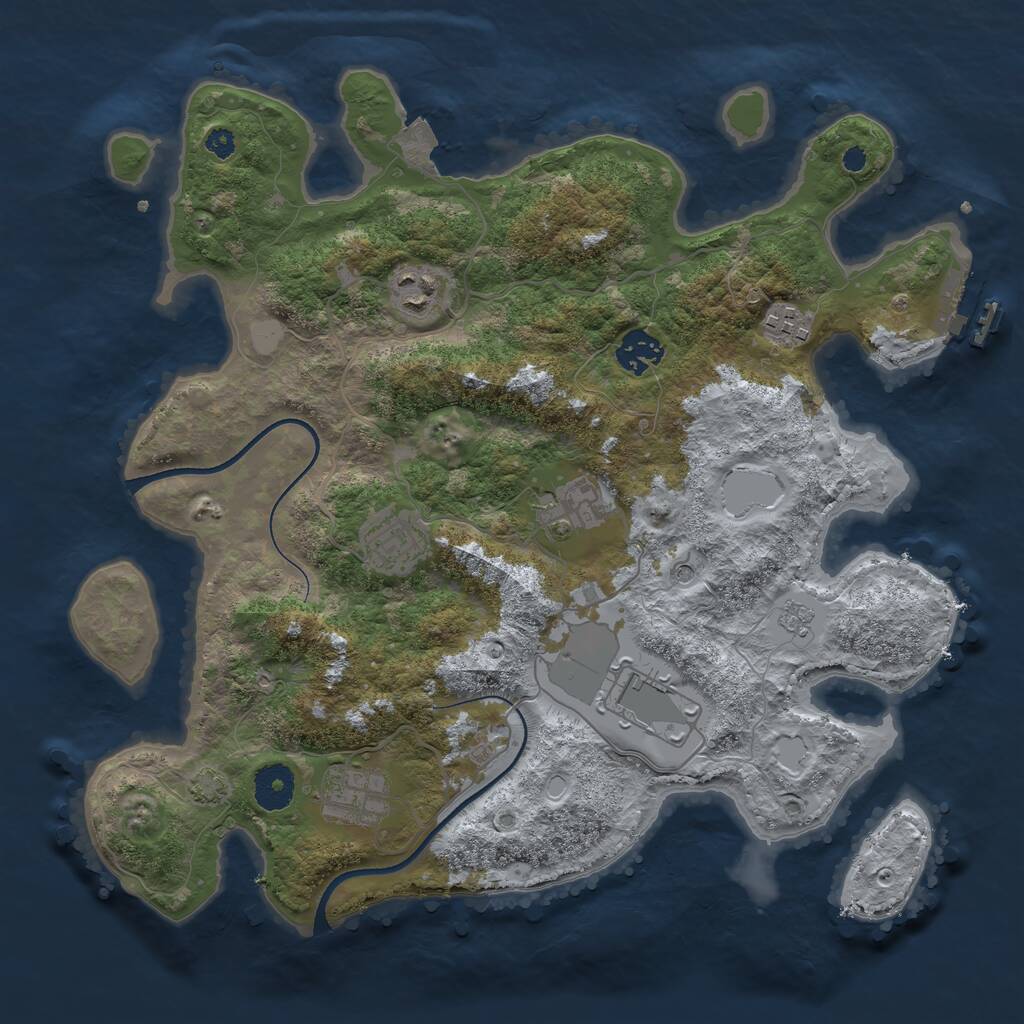 Rust Map: Procedural Map, Size: 3500, Seed: 6387611, 12 Monuments