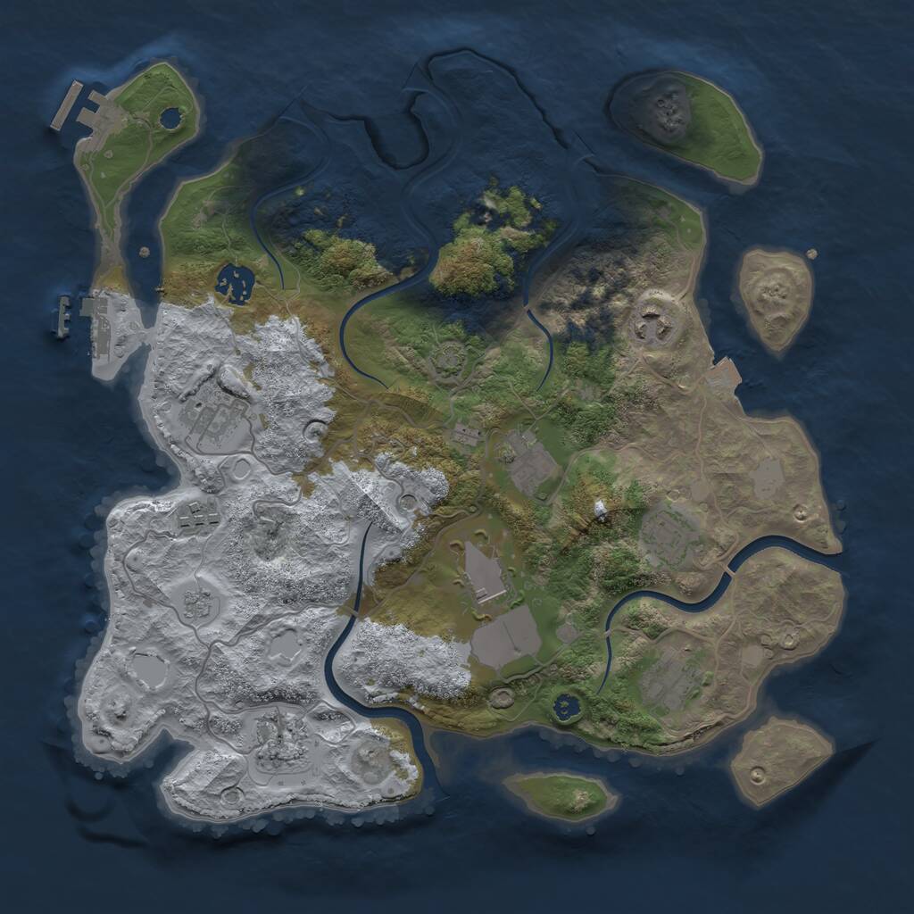 Rust Map: Procedural Map, Size: 3500, Seed: 3931, 15 Monuments