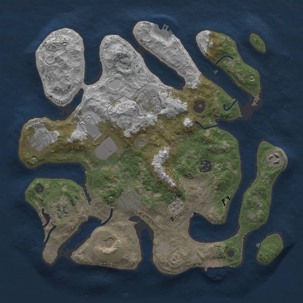 Rust Map: Procedural Map, Size: 3500, Seed: 790250165, 17 Monuments